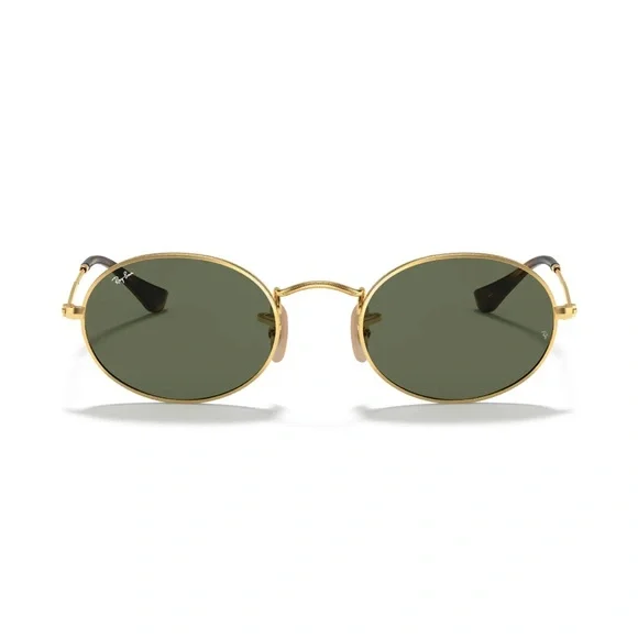 Ray-Ban oval flat metal sunglasses gold tortoise and green lenses RB3547-N 48/21 - Picture 1 of 17